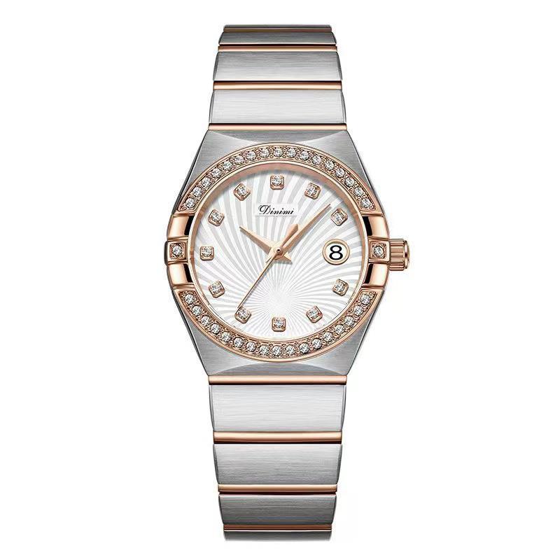 Watch Ladies Temperament Business Diamond Watch High Value Delicate Light Luxury Calendar Steel Belt Women'S Watch