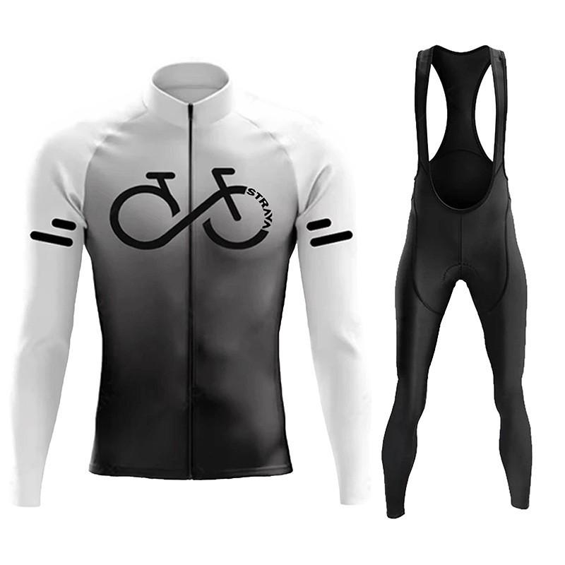 Unisex Cycling Jersey Set Long Sleeve Quick Dry Mountain Road Bike Apparel Sportswear