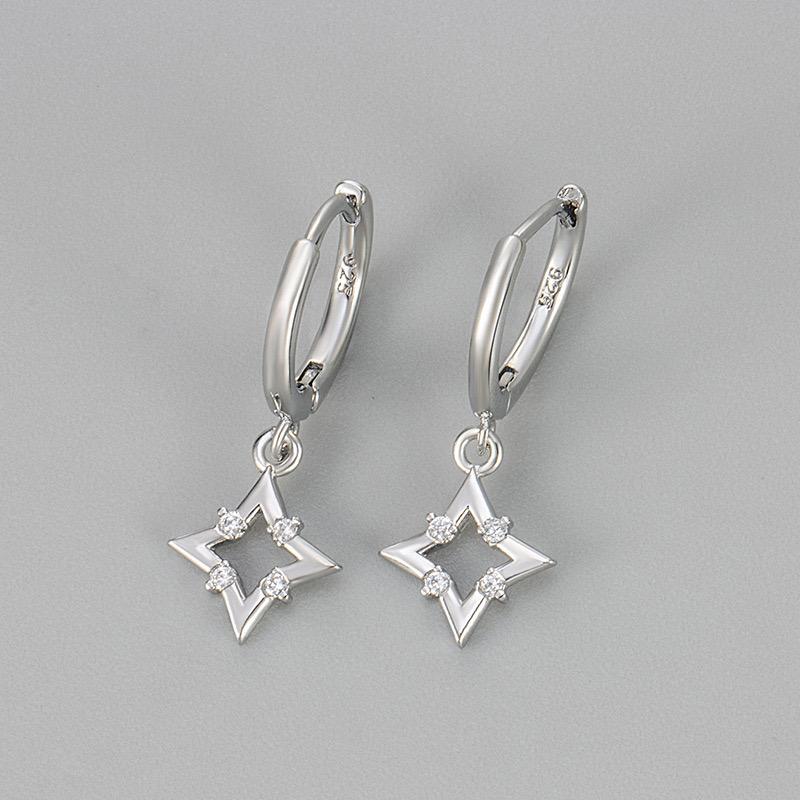 925 Silver Earrings For Women Trendy Heart Star Zircon Earring Jewelry Prevent Allergy Party Accessories Gift