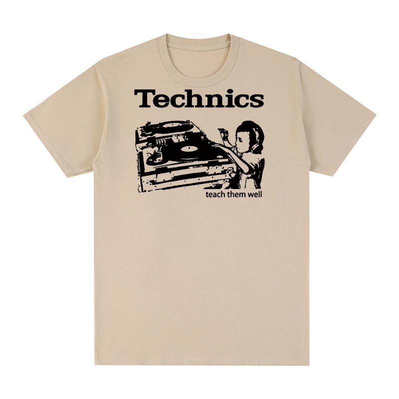 Футболка Technics Учите их хорошо DJ Проигрыватель Музыкальный Дом Техно Электронная Хлопок Унисекс Футболка Новая Футболка Женские Топы