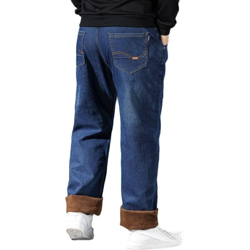 Летние джинсовые брюки стрейч больших размеров для мужчин, свободного кроя, повседневные, деловые, длинные