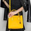 Michael Kors MK Mercer Lock Однотонная Французская Кожаная Сумка-Гармошка Женские Сумки Лимонно-Желтая 30S0GM9M6L-SUN