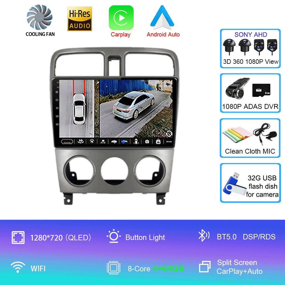 Автомагнитола Android 14 Carplay Auto 2K Экран Мультимедийный плеер Для Subaru Forester SG 2002 - 2008 DSP Авторадио Стерео Головное устройство