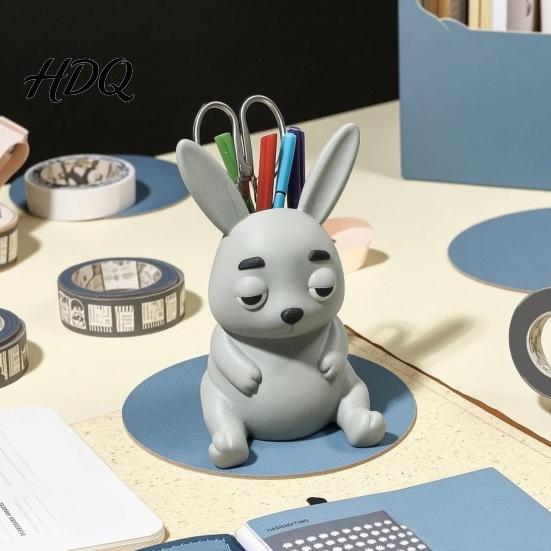 Забавный держатель для канцелярских принадлежностей в офис, 3D-печатный держатель для ручек в виде кролика, большая вместимость, для стола