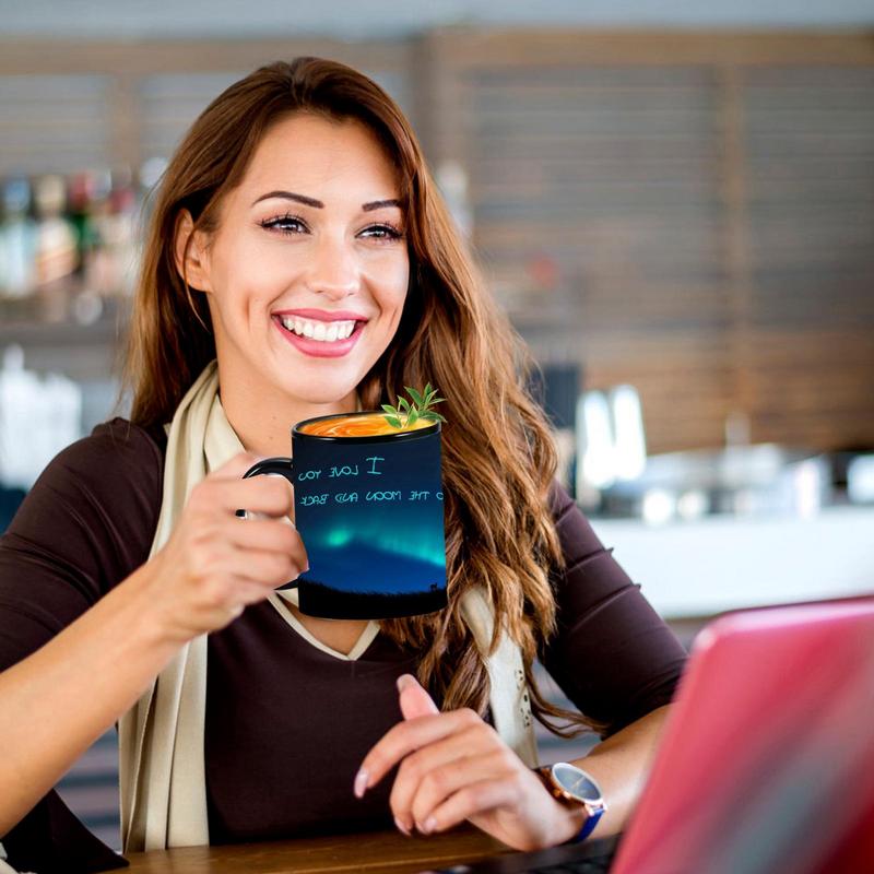 Теплоизменяющаяся кружка Reveal, меняющая цвет, керамическая кофейная чашка с дизайном «Северное сияние», холодный кофе, чай, магия, меняющая цвет, керамическая чашка