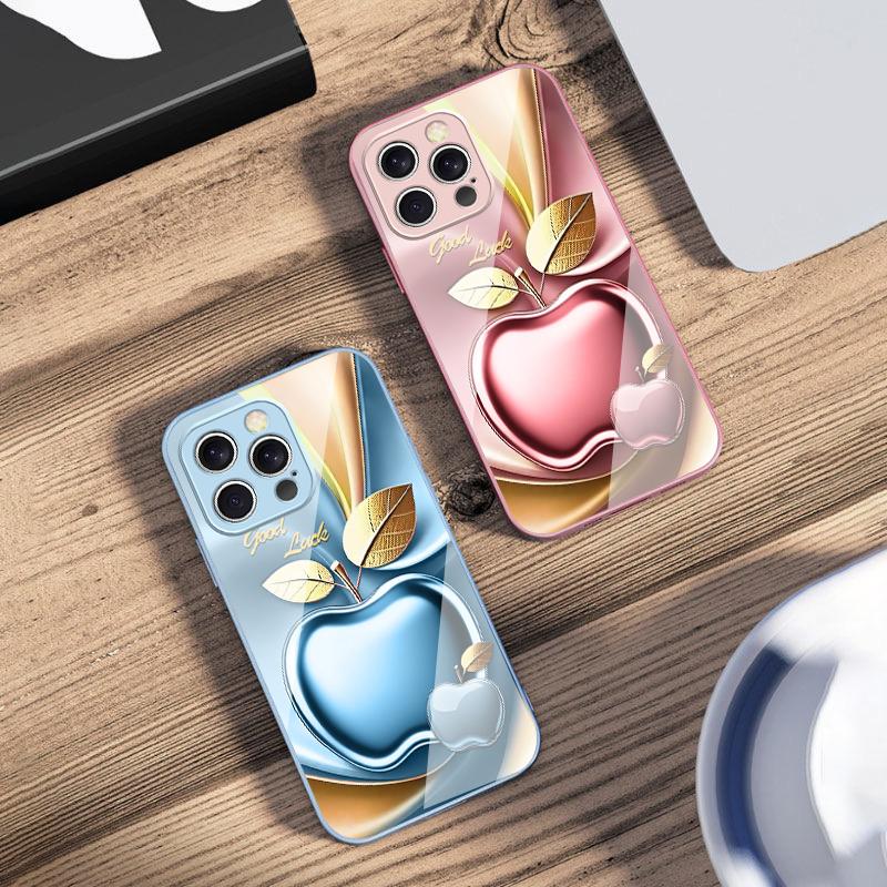 Apple Золотые листья для iPhone 16 E 15 14 13 Plus 12 mini 11 Pro Max XR Xs Max 16E X 7 8 6 6S 2022 Чехол для телефона из закаленного стекла
