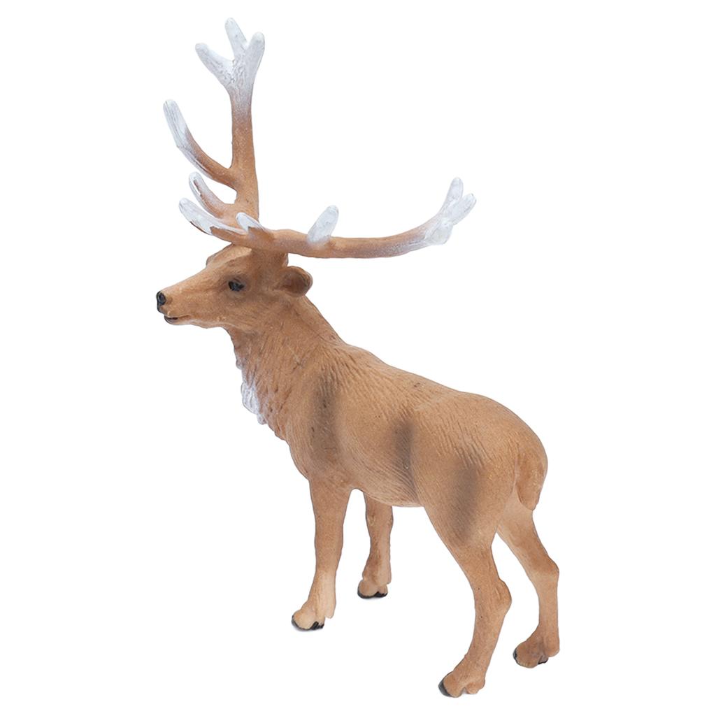 Wild Deer Statue Solid Static Natural Realistic Animal Model Male Red Deer for Cake Gift Christmas