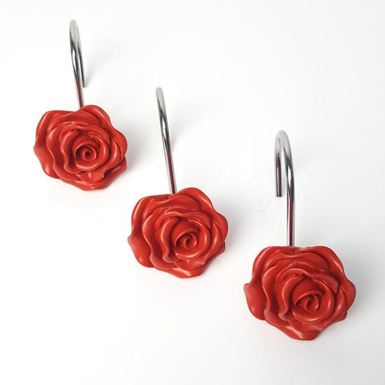 12 шт. металлических декоративных крючков для занавесок для душа с рисунком розы, нержавеющая занавеска для душа в ванной