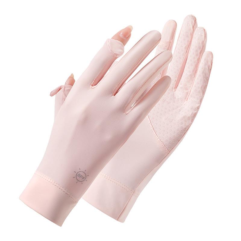 Sun Protection Gloves for Women Summer Coolness Outdoor Sun Protection Thin  Breathable  Anti Slip  Sports Cycling Ice Silk Finger Exposed Gloves