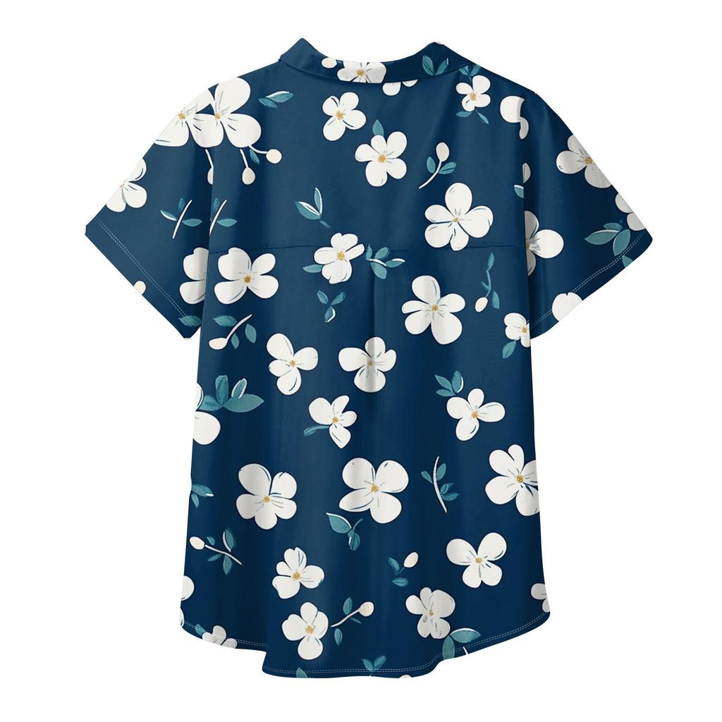 Женская рубашка с короткими рукавами, повседневный модный топ на пуговицах с принтом, кардиган с нагрудным карманом