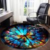 1PC Butterfly StainedGlass Office Round Area Rug,  Mat Suitable ForOffice, Under Office Chairs Bedroom Living Room Home Decor, Room Deco