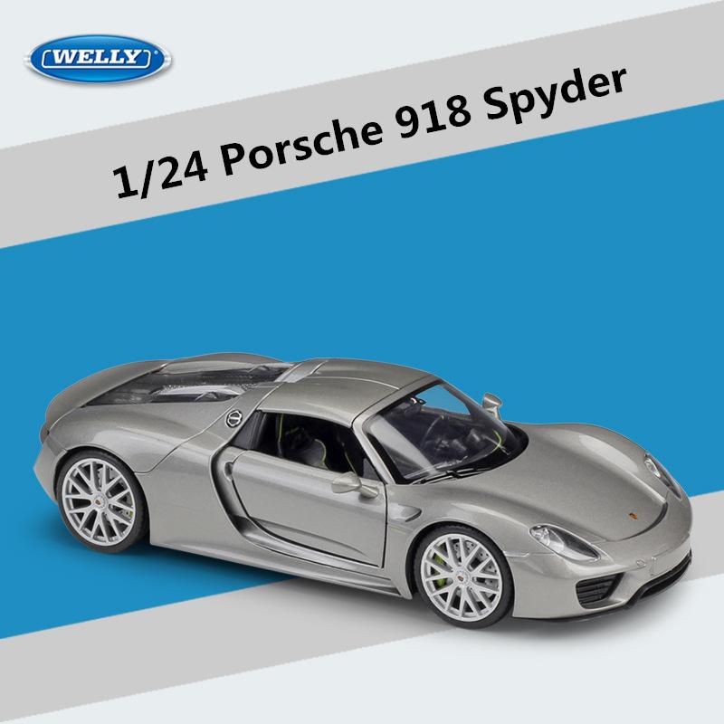 AABKP1 WELLY 1:24 Porsche 918 Spyder Alloy Sports Car Model Diecasts Metal Toy Vehicles Car Model Simulation Collection Childrens Gifts