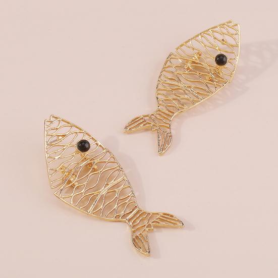 1 пара женских висячих серег в форме рыбы, лепестков из нержавеющей сплава, преувеличенных украшений для ушей, ювелирных изделий, длинных висячих сережек для выпускного вечера