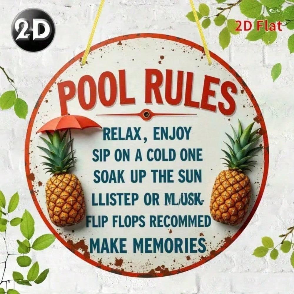 Vintage Metal Tin Sign Pool Rules Wall Decor for Home Bar Man Cave Gift