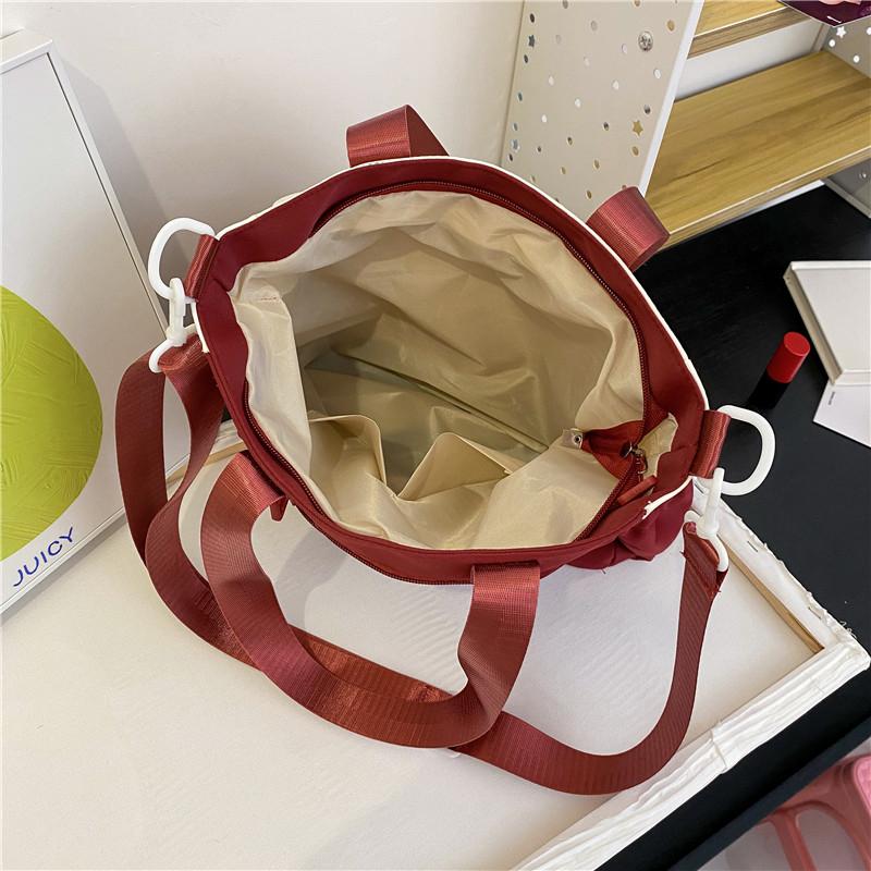 Oxford Shoulder Bag Cute Tote Bag Cartoon Handbag & Purse Pendant Badge Decor Crossbody Bags For Women