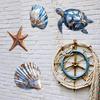 3/4Pcs/Set Wooden Fish Wall Decoration Farmhouse Rustic Nautical Turtle Shell Starfish Wall Art Sculpture Home Living Room Wall Decorative Sign