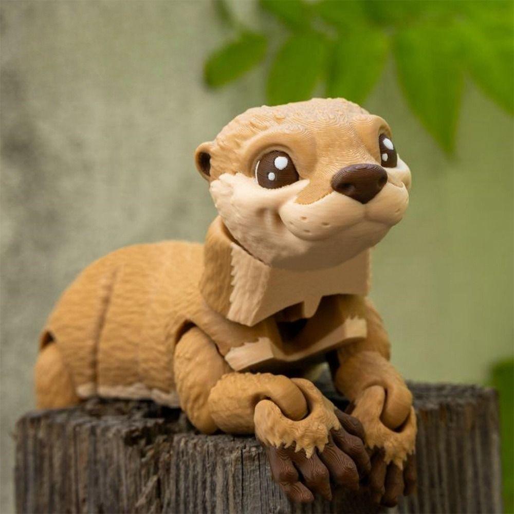 Solid Color Otter Model Toy 3D Printed Mini Otter Doll Cute Otter Action Figurine  Desktop