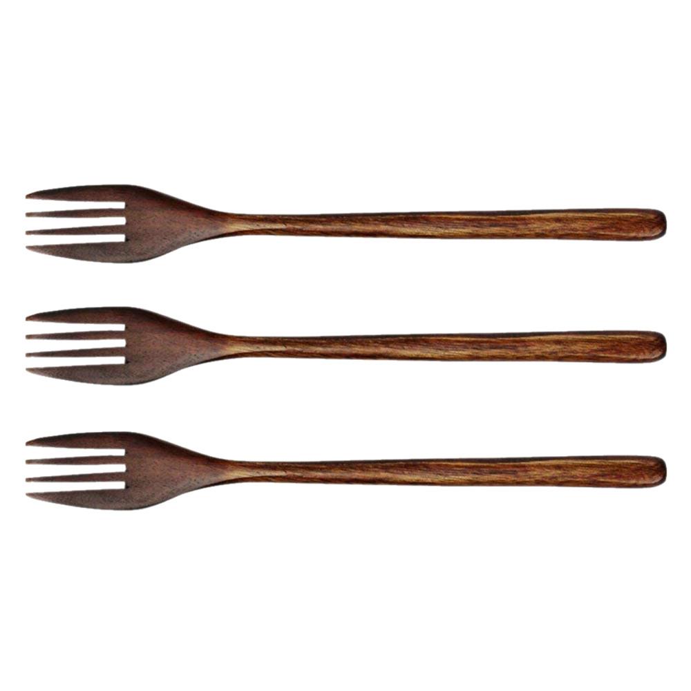Kitchen Kids Japanese Style Cooking Eco-friendly Natural Wooden Forks Tableware Cutlery Dinnerware