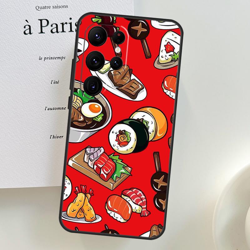Японский кейс для еды Суши для Samsung Galaxy S26 Ultra S25 S24 S22 S21 S23 Ultra Plus S10 S20 S25 FE Чехол для телефона