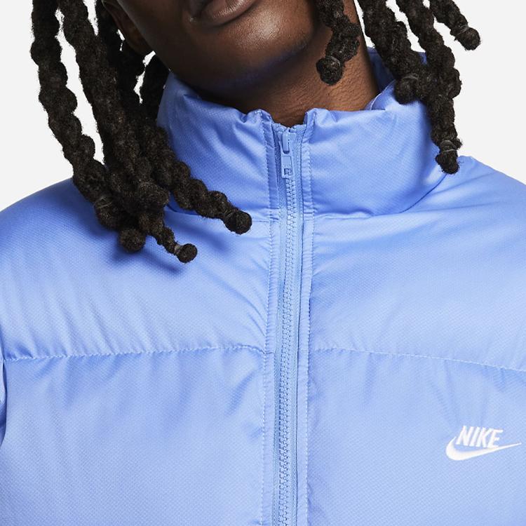 Nike Спортивная одежда Club Solid Logo Хлопковая куртка с воротником-стойкой и длинными рукавами Мужские топы Синие FB7368-450