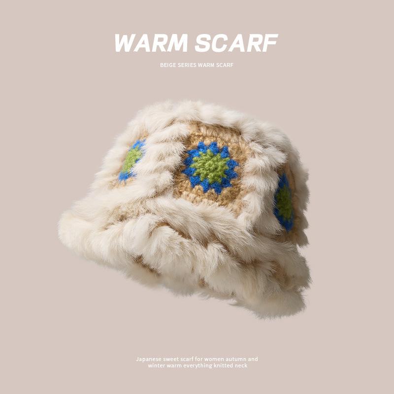 Maillard Hat Women's Fisherman Knitted Versatile Stacking Cold Warm Cute Plush