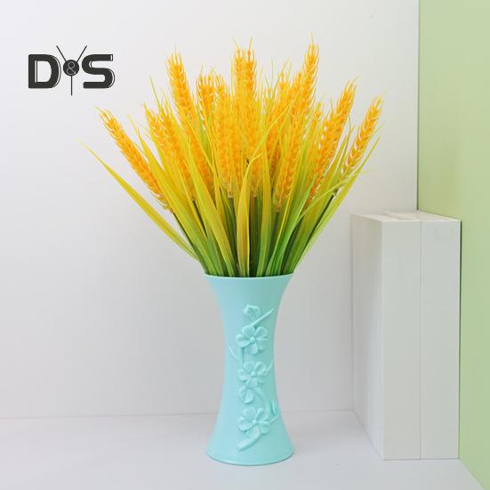 7 Forks Artificial Wheat Ears Rice Plant Bouquet Realistic Simulated Non Water Needed Easy To Care Indoor/Outdoor Decor