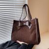 Large Capacity Velvet Tote Bag Women'S Premium Retro Bow Texture Commuter Shoulder Bag