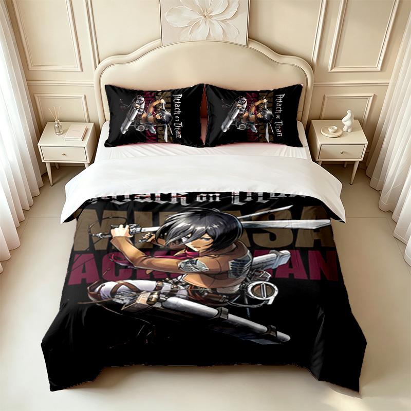 A-Attack O-On T-Titans (5) 3pc Set Soft and Comfortable an Ideal Gift for Family and Friends Includes One Duvet Cover and Two Pillowcas