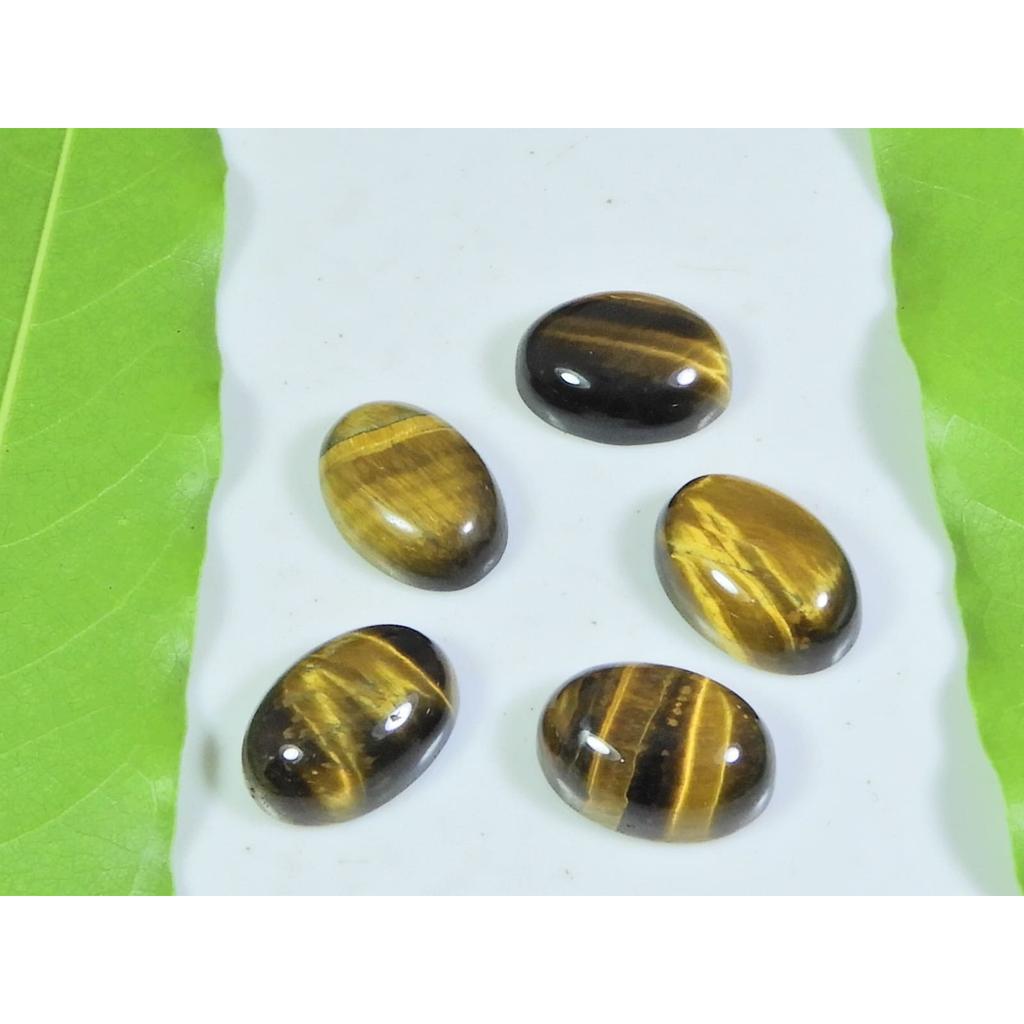 10X14MM Natural Tiger eye Oval Cabochon Loose Gemstone 5Pcs Lot 31Cts. A-518