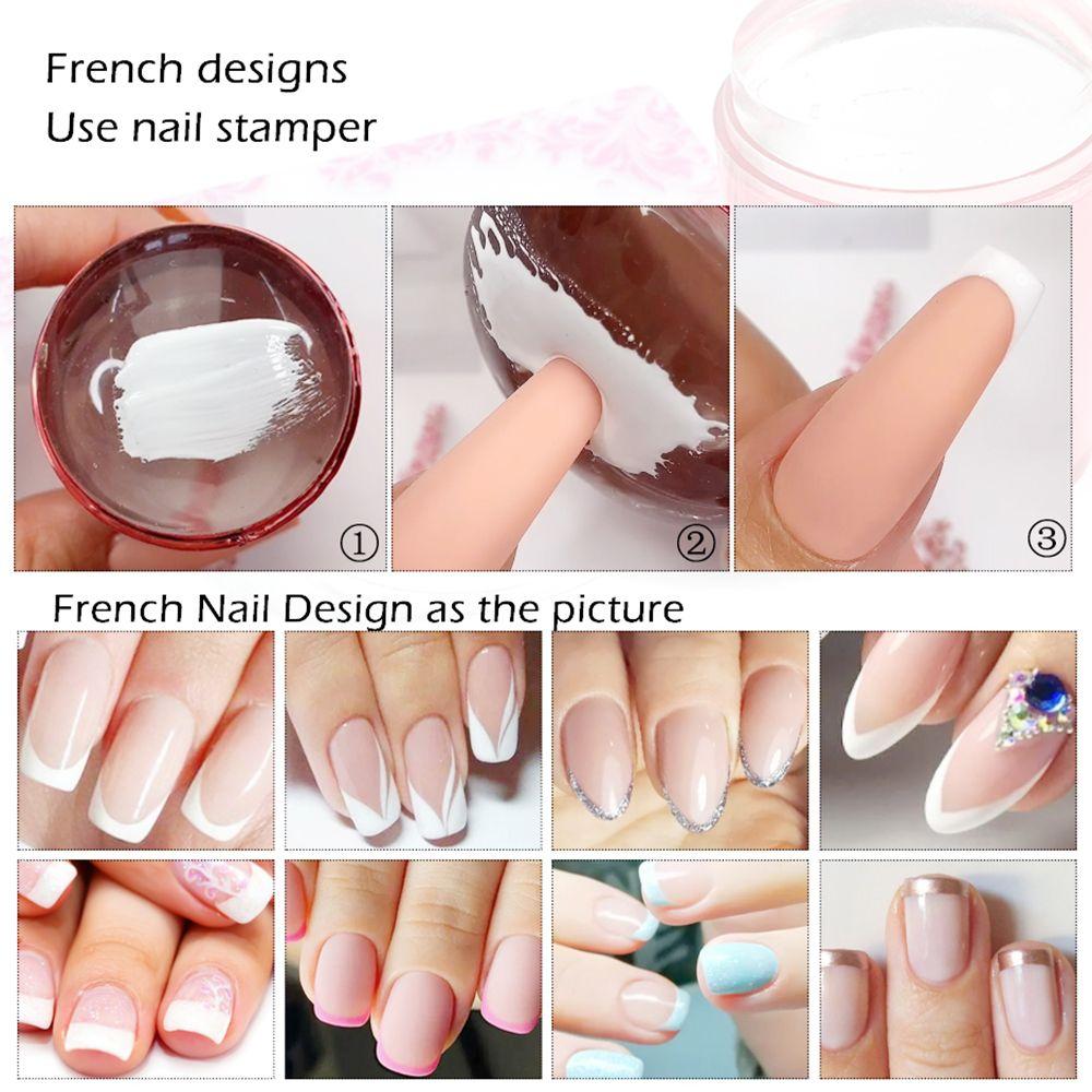 Stamping Mold Nail Design for French Tips Transparent Silicone Nail Stamper Scraper Set Jelly