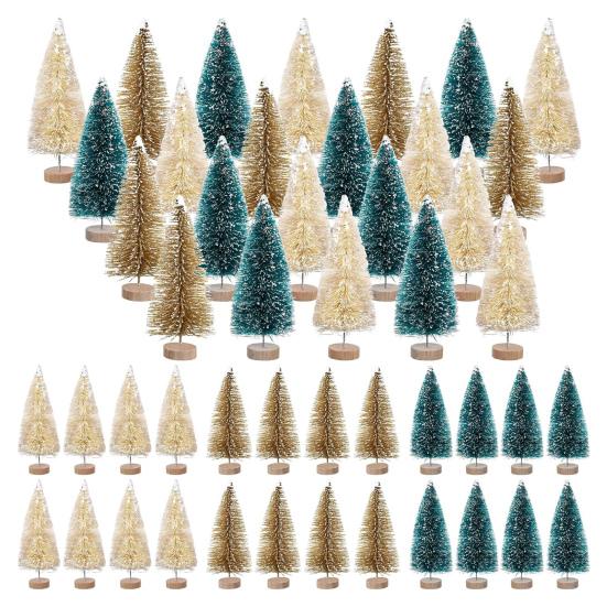 24/45 Pcs Mini Christmas Tree Artificial Mini Pine Trees with Wooden Base Reusable