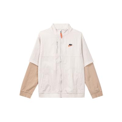 Логотип ретро спортивный воротник стойка принтованный цветной блок повседневная куртка женские куртки белые FB7249-104