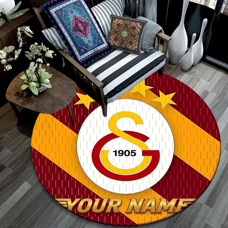 Custom Name,Galatasaray pattern round rug,Carpet Rug for Living Room Bedroom Playroom ,Non-slip Floor Mat,Holiday Gifts and Birthday Gifts.