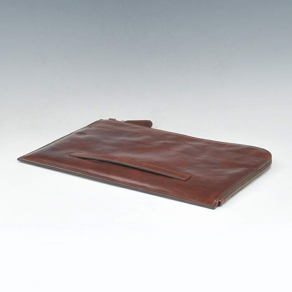 Кожаная сумка-клатч San Giorgio Глянцево-коричневая с ручкой Один размер [Triangolo] [Товар со скидкой] - Сумка итальянского производства, Кожа, Ремень, Мужская,