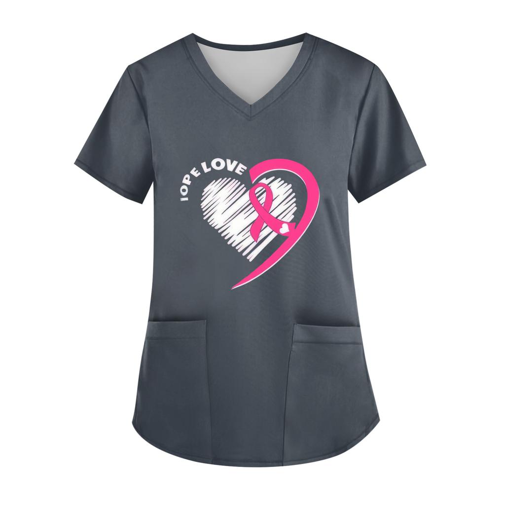 Women's V-Neck Short-Sleeve Pocketed Top With Side Slit