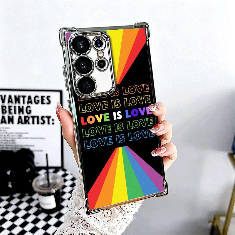ЛГБТ Радуга Любовь Есть Любовь Покрытие Чехол для Телефона Для Samsung Galaxy S24 S25 FE S26 Edge S23 Ultra S22 S21 Plus S20 Противоударный Подушка Безопасности