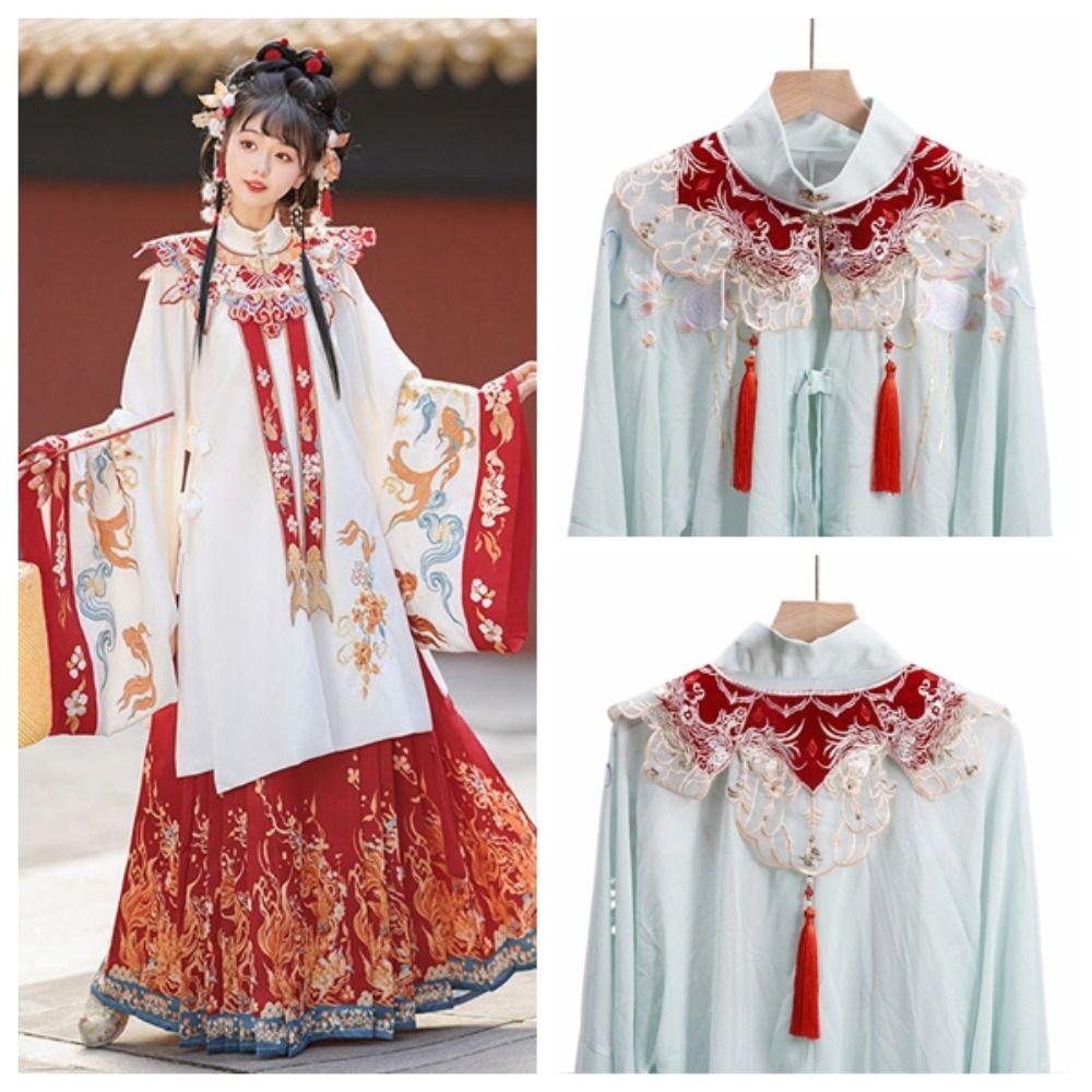 Chinese Style Hanfu Shoulder Collar Embroidered Cheongsam Shawl Hanfu Collar for Women/Girls