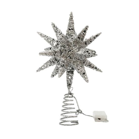 Christmas Tree Topper Star Warm White Holiday Light LED Lighted Star Topper Easy Installation Xmas Decoration for Indoor Trees