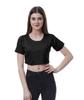 Womens Round Neck Crop Top Short Sleeves Summer T-shirt Loose Fit
