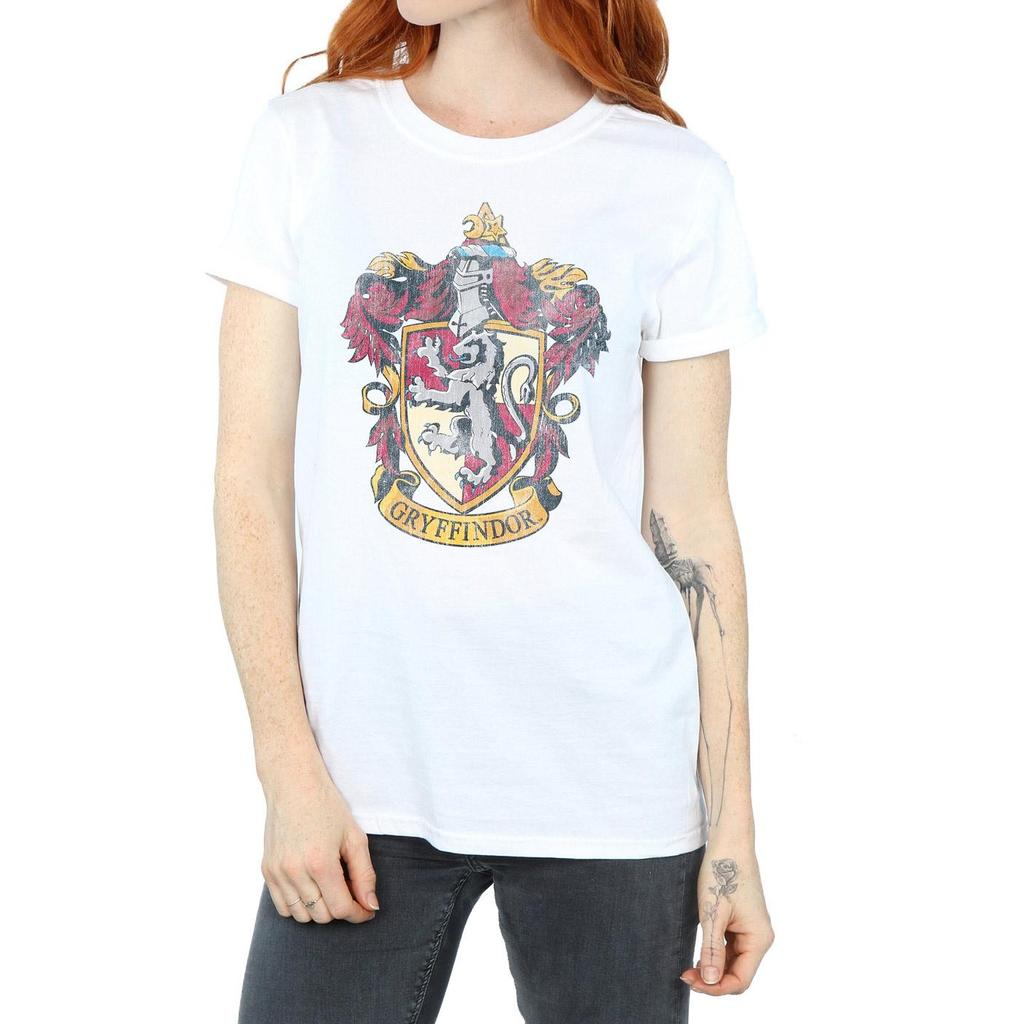 Harry Potter Womens/Ladies Gryffindor Distressed Crest Cotton Boyfriend T-Shirt