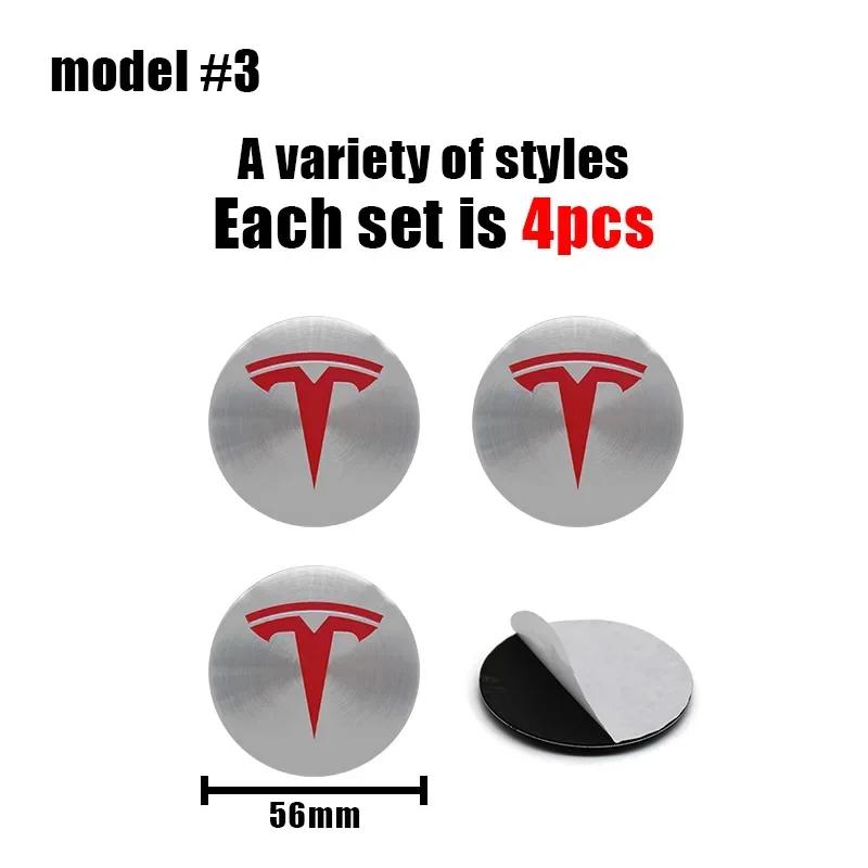 Автомобильная наклейка Tesla Car 56 мм Значок Наклейки на центральные колпачки ступиц для Tesla Model S Model 3 2024 Model Y X Колпачок центра колеса шины Значок