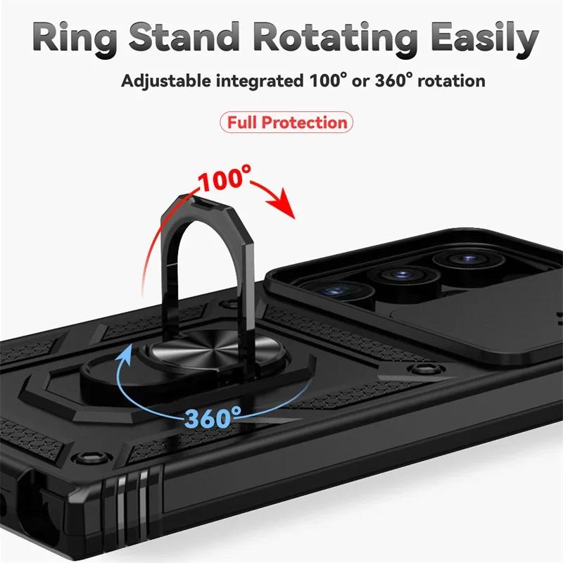 Бронированный противоударный чехол для телефона Samsung Galaxy S24 S23 S22 S21 S20 S10 Ultra S23FE S21FE Note 20 с защитой камеры, кольцом-держателем и крышкой