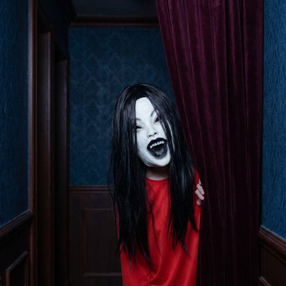 Latex Mask Halloween Decoration Long Hair Party Cosplay Costume Creepier Headgear Ghost House
