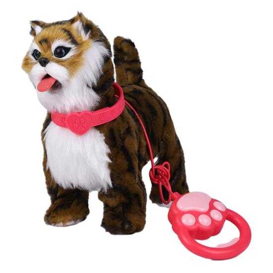 Yousheng Electric Plush Dog Toy with Leash Licking Tongue Walking Puppy Plushie with Touch Sensing Lifelike Sounds Toddlers Interactive Simulation