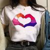 Women Casual T-Shirt Fashion Lady 90S Cartoon Love Printing Simple White Tops Cartoon T Shirt Basic Summer Female Tshirt