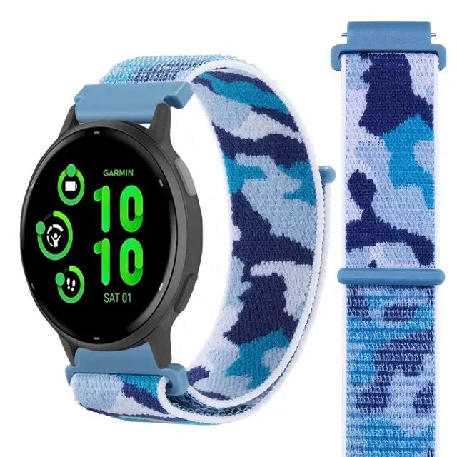 Нейлоновый ремешок-петля 20 мм 22 мм для Garmin Forerunner 55 165 965 265 265 Music Venu 3/2 Браслет для Garmin Active/Vivoactive 5