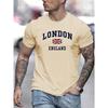 Summer Men's 100% Pure Cotton Casual Loose Fit Plus Size London England Pattern Printed Round Neck Short Sleeved T-shirts