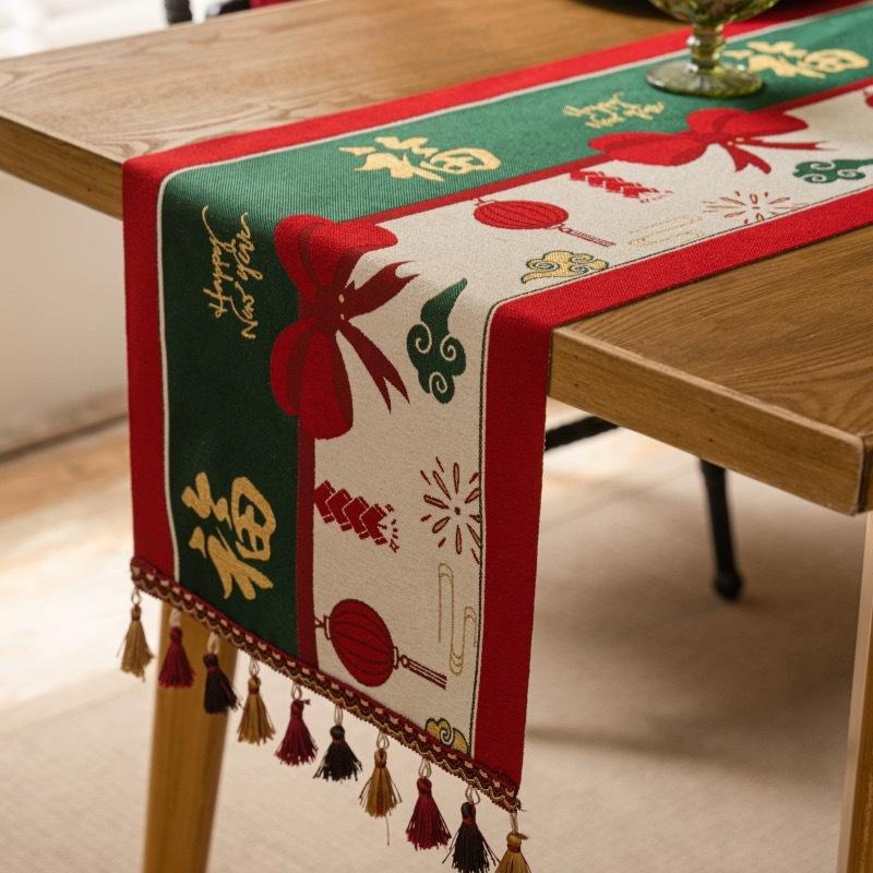 Рождественская снежинка украшение дорожка для стола жаккардовая скатерть для столовой новогодний подарок для дома кухня деревенский декор кровать хвост флаг чехол