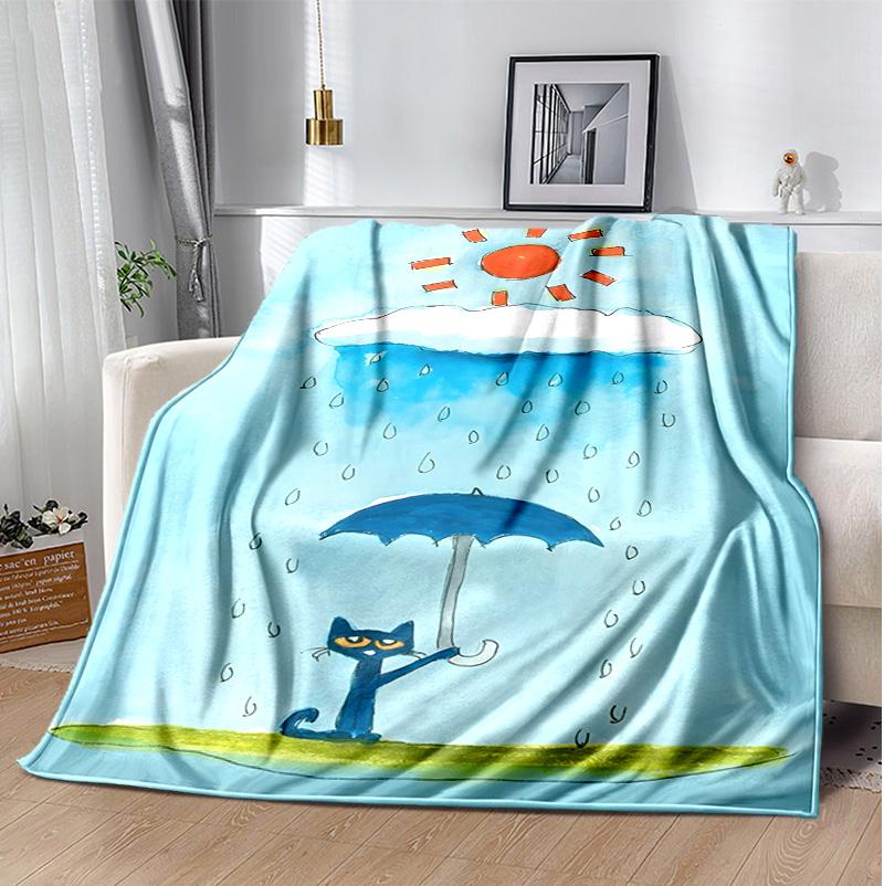 Pete Cat Flannel Blanket Soft Warm All-Season Throw, Design for Camping, Car Travel, Hiking Sofa, Bed, Office Perfect Gift for Parties