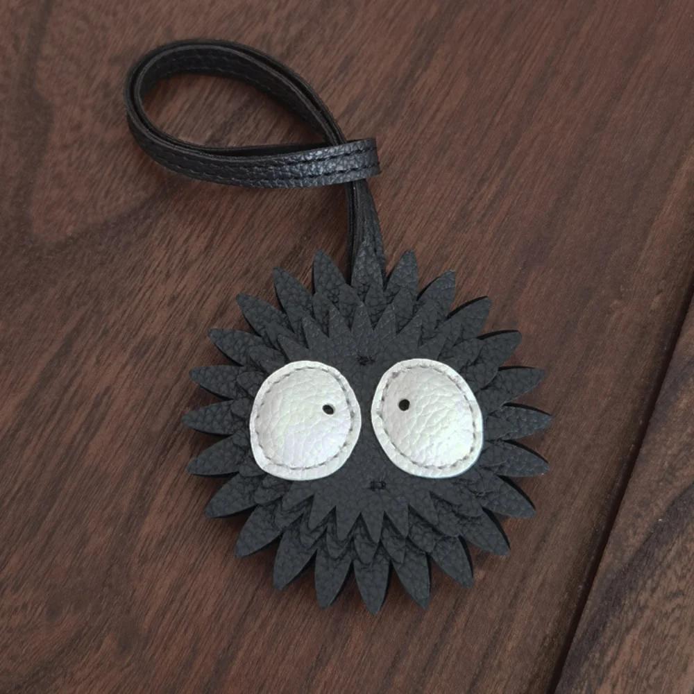 Black Coal Ball Leather Keychain for Women Bag Pendant Cute Simple Personality Female Tide Cute Little Coal Ball Bag Accessories